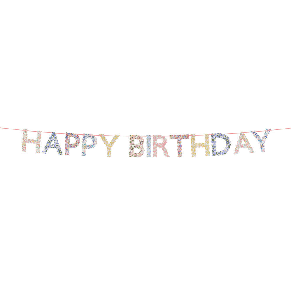 Guirnalda Happy Birthday flores Liberty