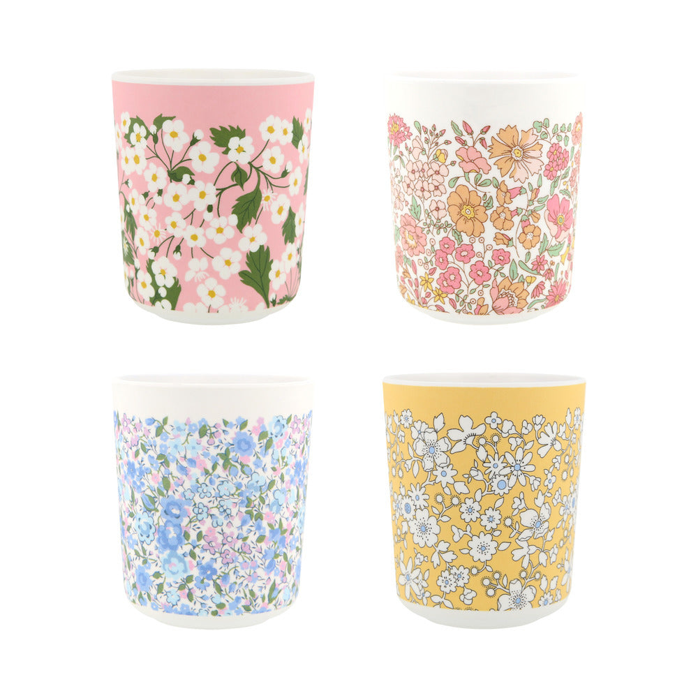 Set x 4 vasos de melamina flores Liberty