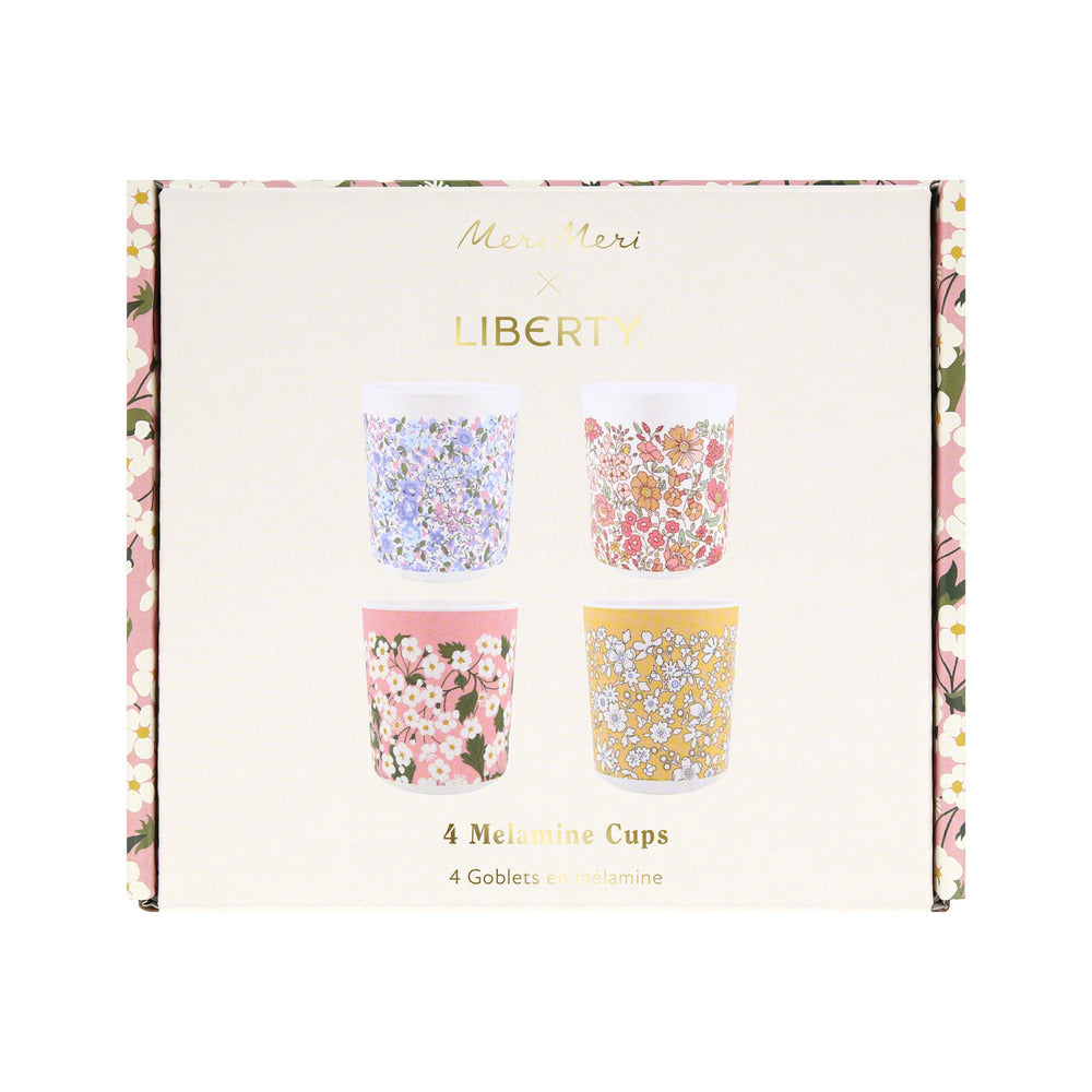 Set x 4 vasos de melamina flores Liberty