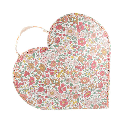 Maletas con foma de corazon flores Liberty