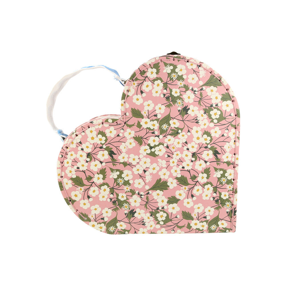 Maletas con foma de corazon flores Liberty