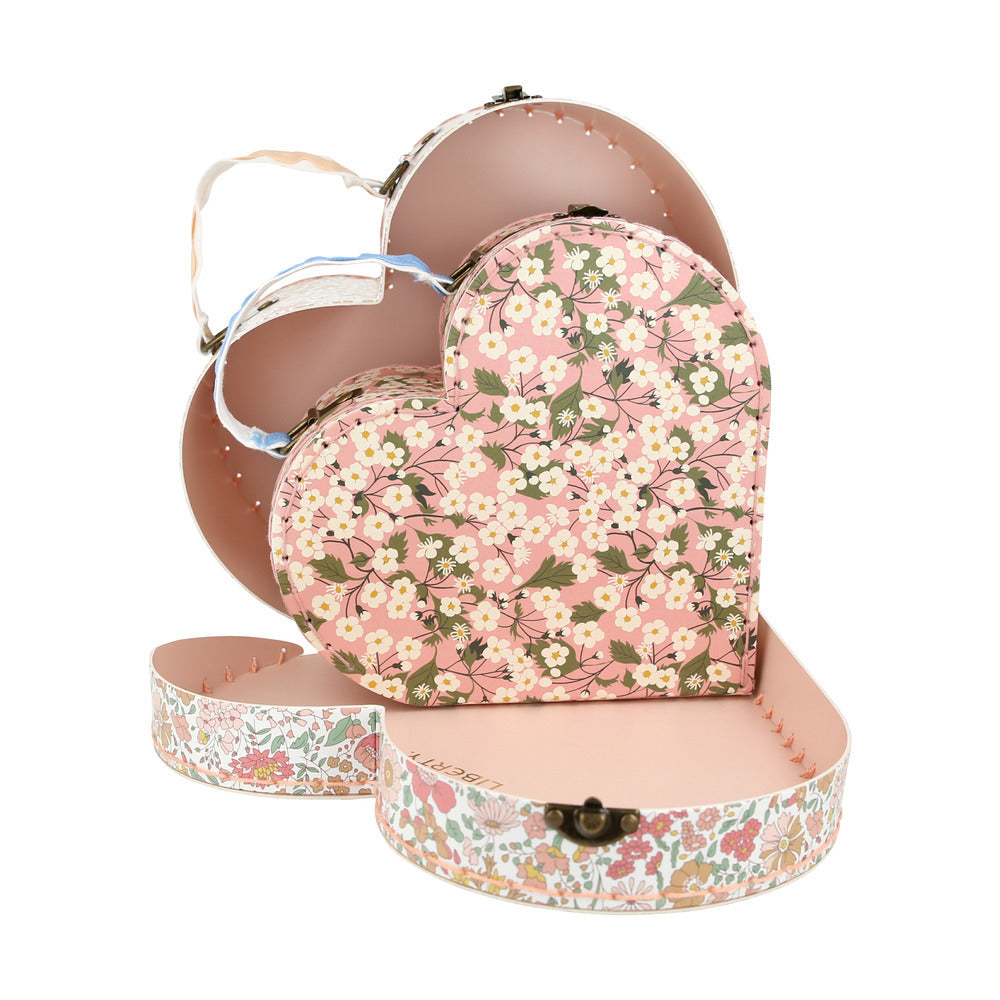 Maletas con foma de corazon flores Liberty