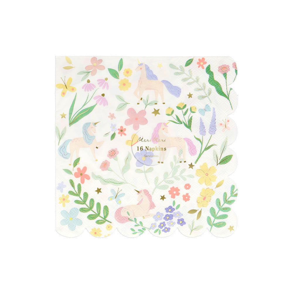 Servilletas unicornio con flores - grandes