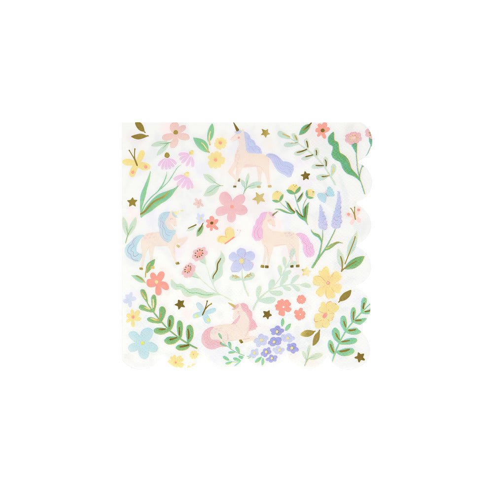 Servilletas unicornio con flores - pequeñas
