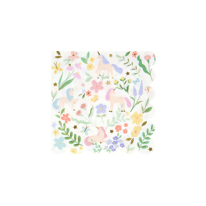 Servilletas unicornio con flores - pequeñas