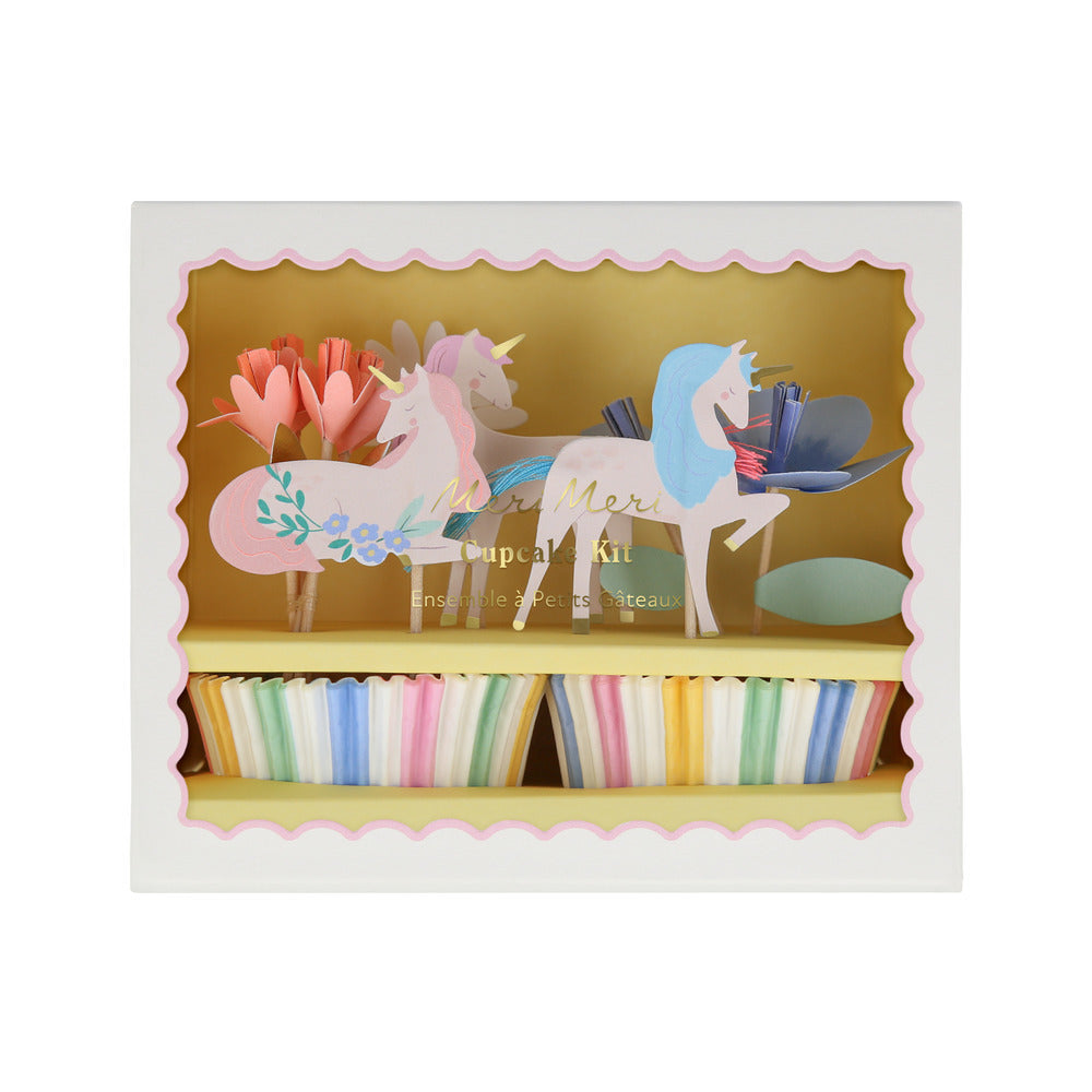 Kit para cupcakes - unicornios con flores