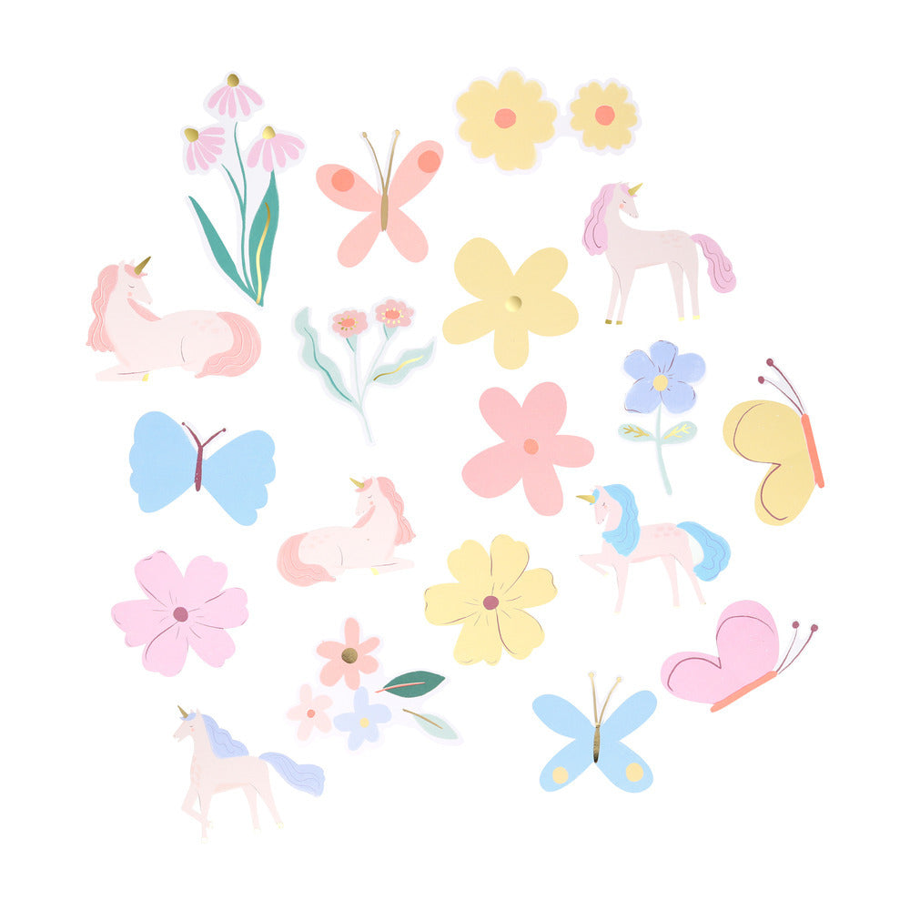 Stickers en cajita - unicornios con flores