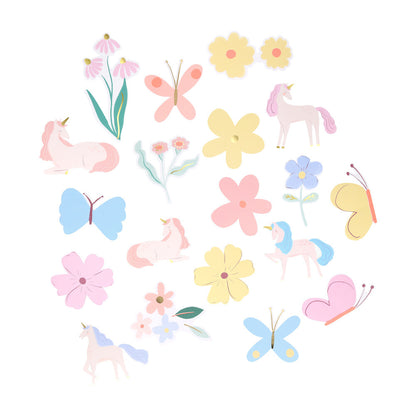 Stickers en cajita - unicornios con flores