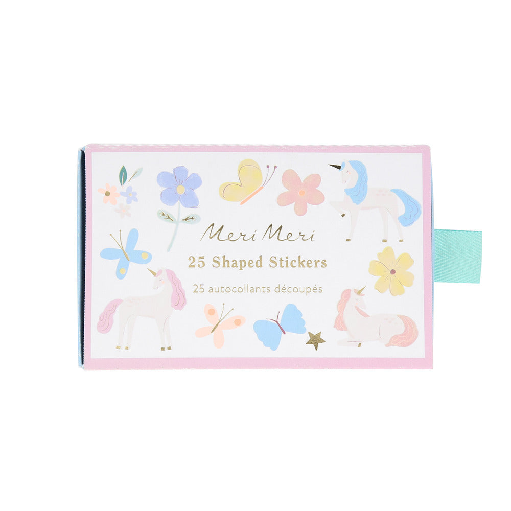 Stickers en cajita - unicornios con flores
