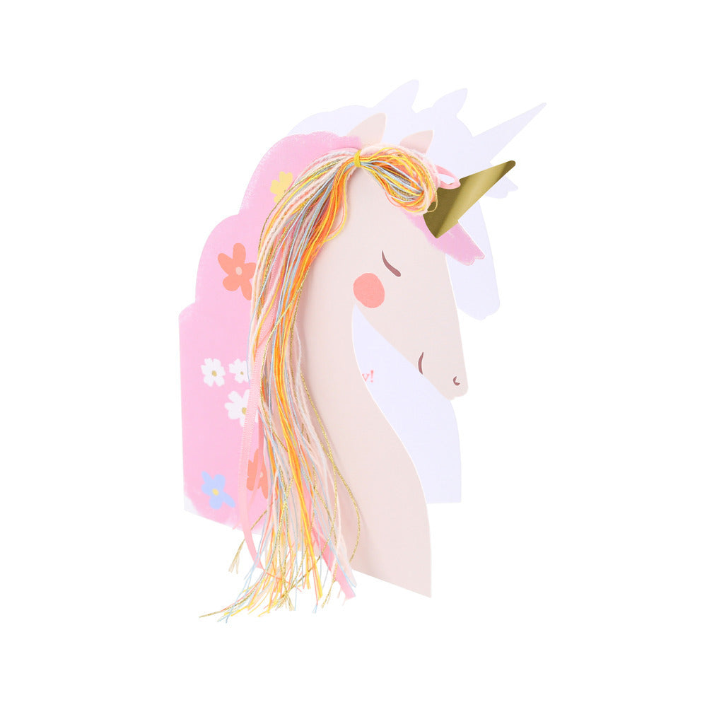 Tarjeta - unicornios con flores (happy birthday)
