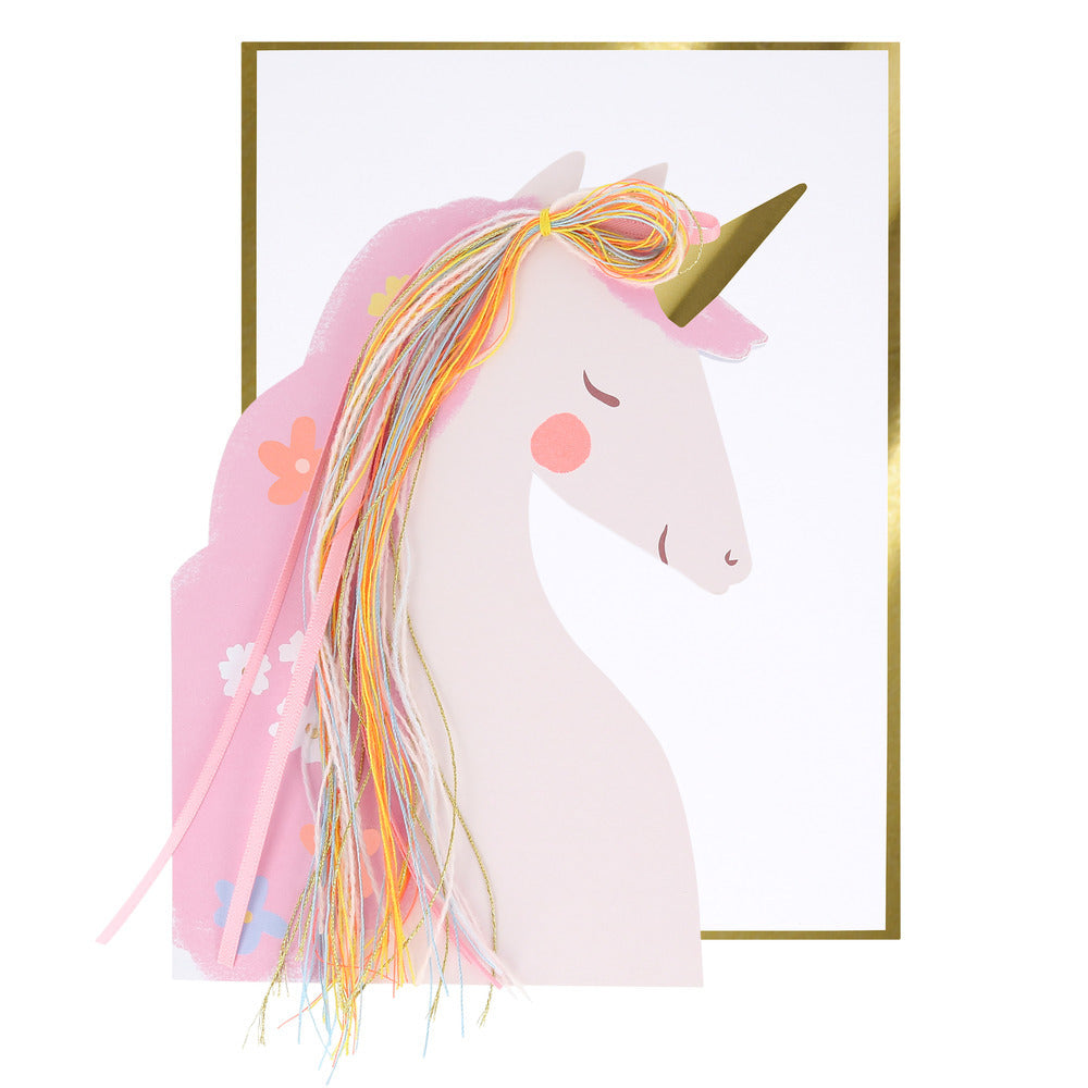Tarjeta - unicornios con flores (happy birthday)