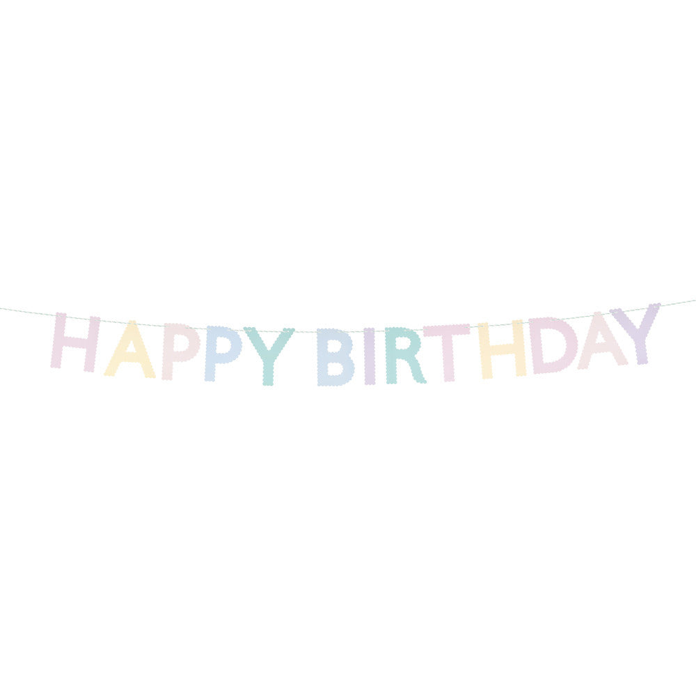 Guirnalda orillas onduladas - Happy Birthday pastel