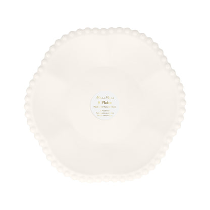 Platos compostables borde puntos - blancos pequeños