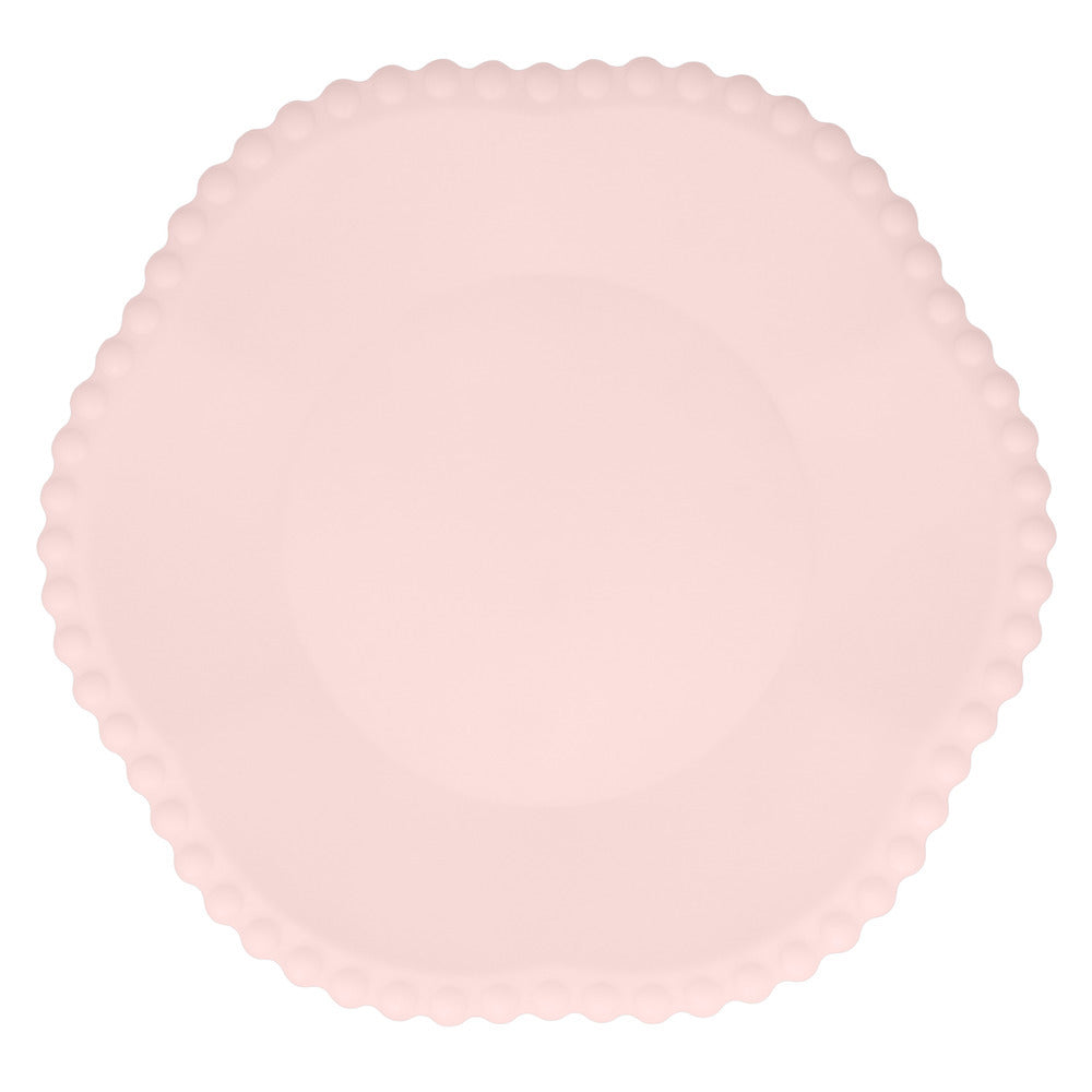 Platos compostables borde puntos - rosados grandes