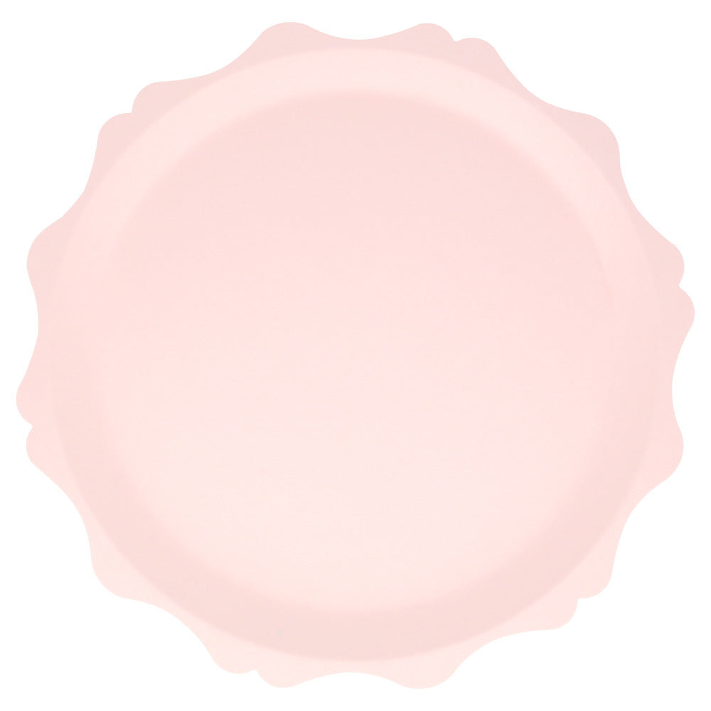 Platos compostables borde redondeado - rosados grandes