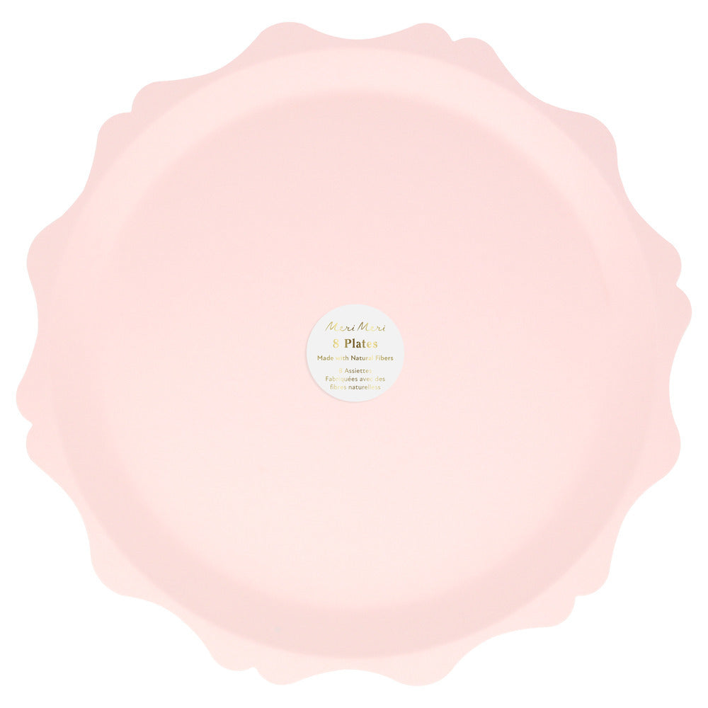 Platos compostables borde redondeado - rosados grandes