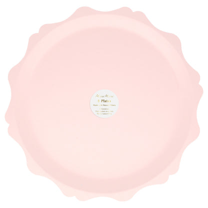 Platos compostables borde redondeado - rosados grandes