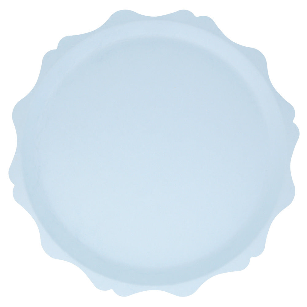 Platos compostables borde redondeado - celestes grandes