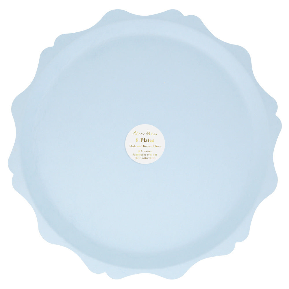 Platos compostables borde redondeado - celestes grandes
