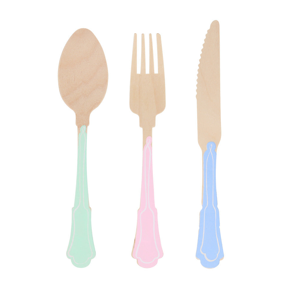 Set cubiertos elegantes de madera - mix