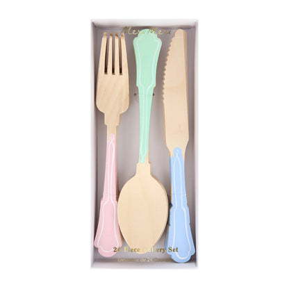 Set cubiertos elegantes de madera - mix