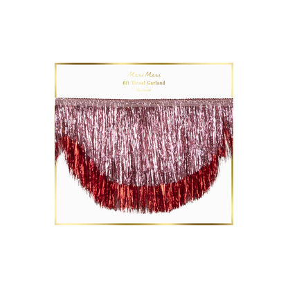Guirnalda flecos metalizados - rosado y rojo