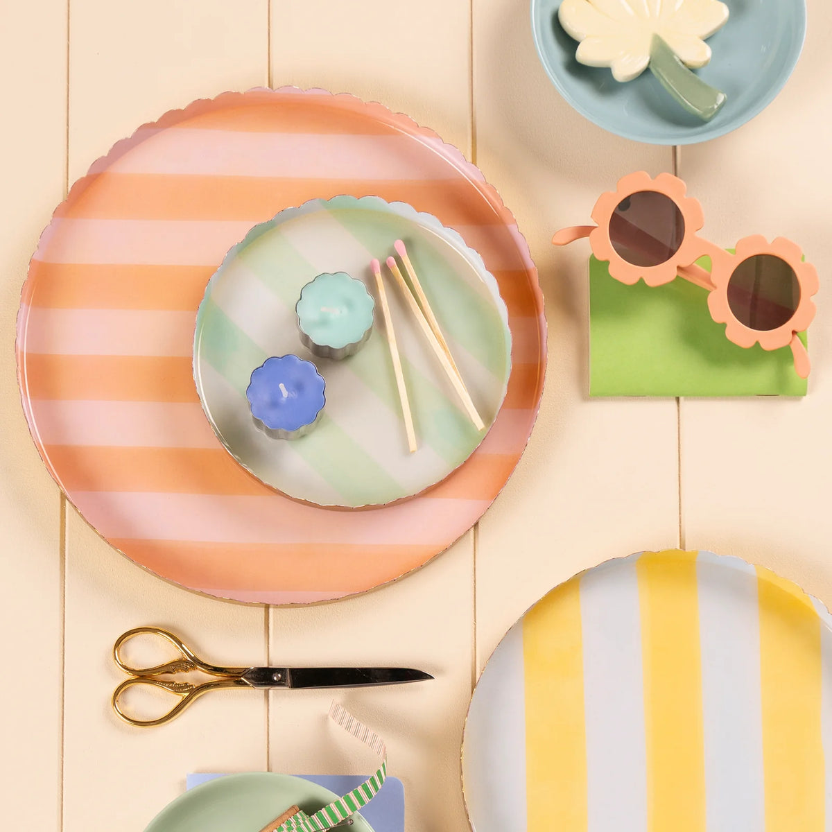 Bandeja para accesorios rayas pastel - mediana