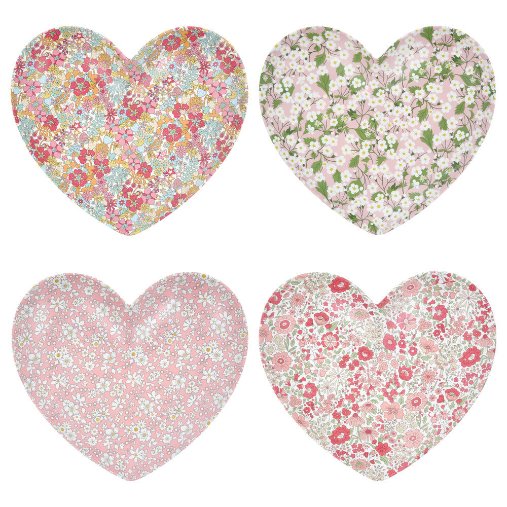 Set x 4 platos de melamina con forma de corazón Liberty