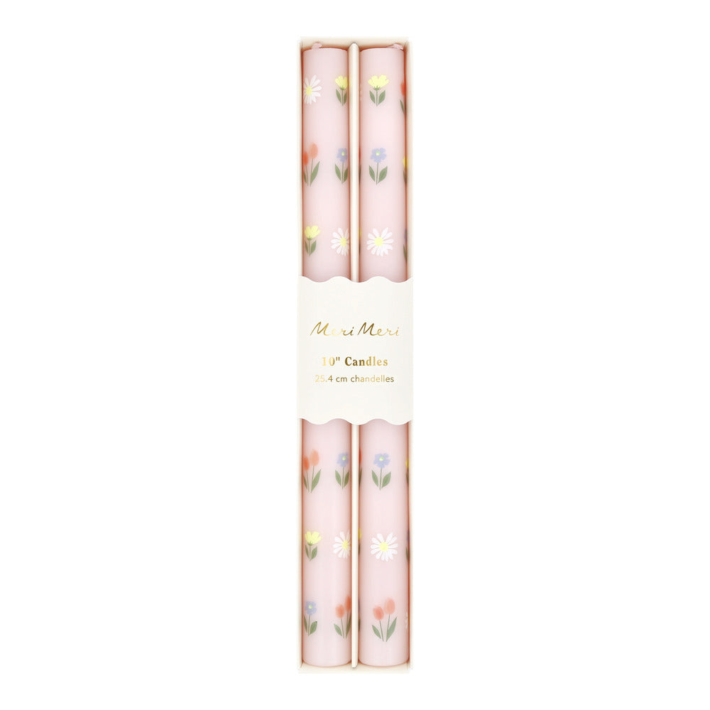 Velas de mesa flores pastel - 2 unidades