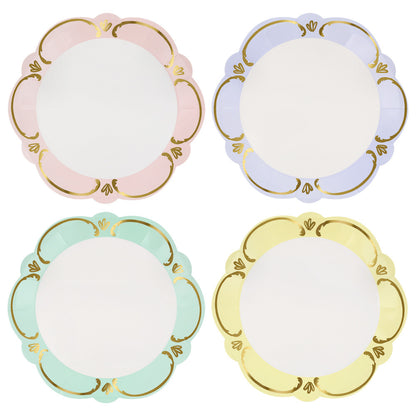 Platos Rococó pastel 4 colores - grandes