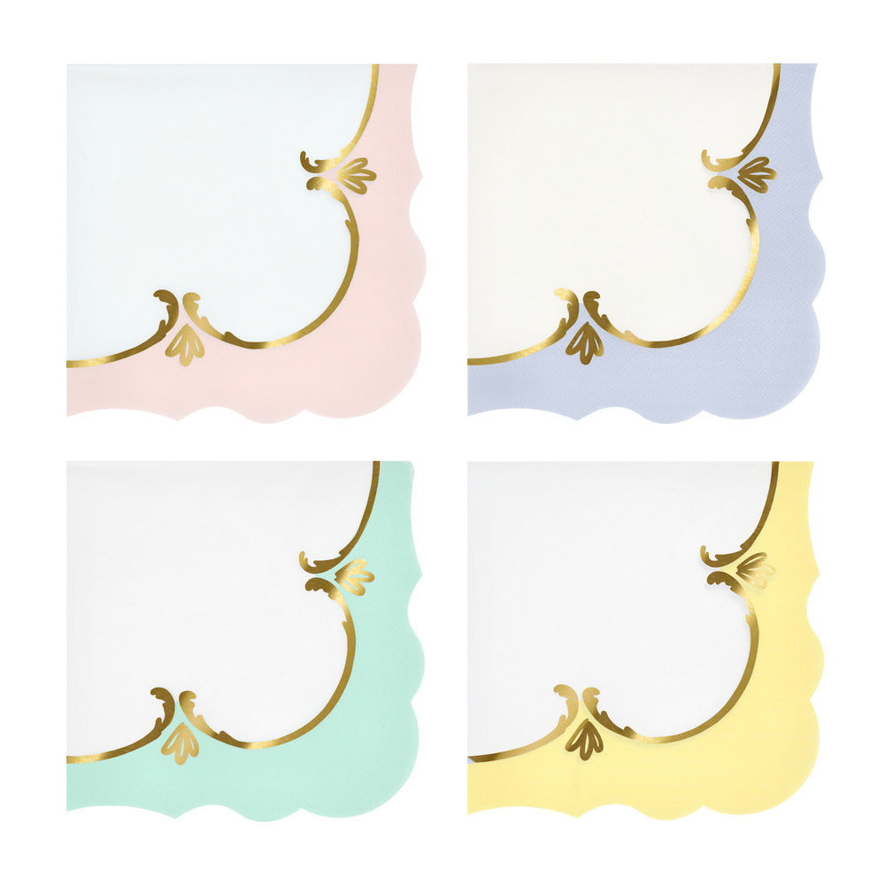 Servilletas Rococó pastel 4 colores - grandes