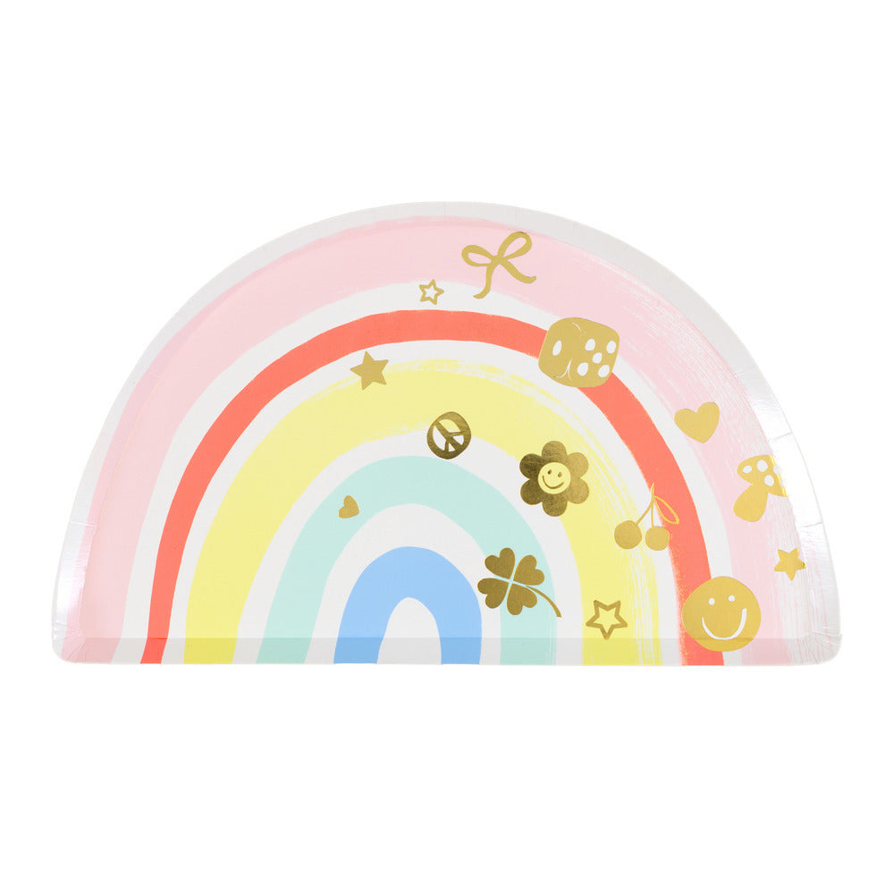 Platos con forma de arcoiris y charms