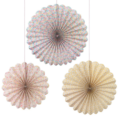 Abanicos gigantes de papel flores Liberty - 3 unidades