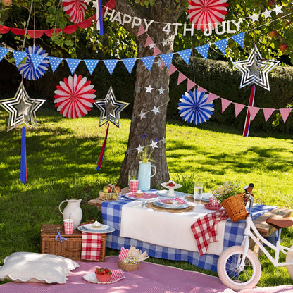 Decoraciones estrellas y rayas, rojo y azul