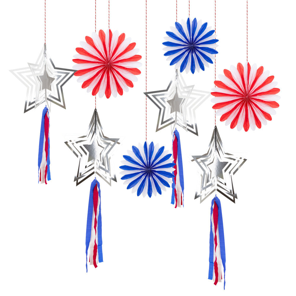 Decoraciones estrellas y rayas, rojo y azul