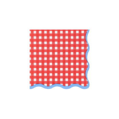 Servilletas cuadrillé rojo y azul - pequeñas
