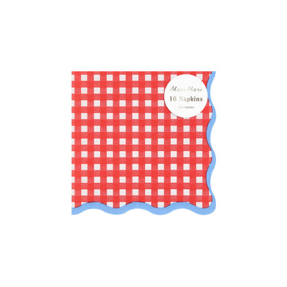 Servilletas cuadrillé rojo y azul - pequeñas