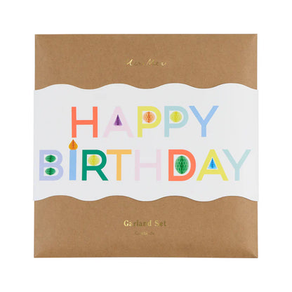 Guirnalda Happy Birthday con honeycomb balls