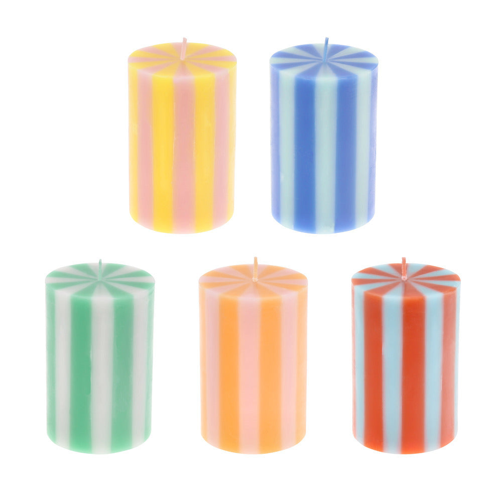 Pack velas cilíndricas con rayas