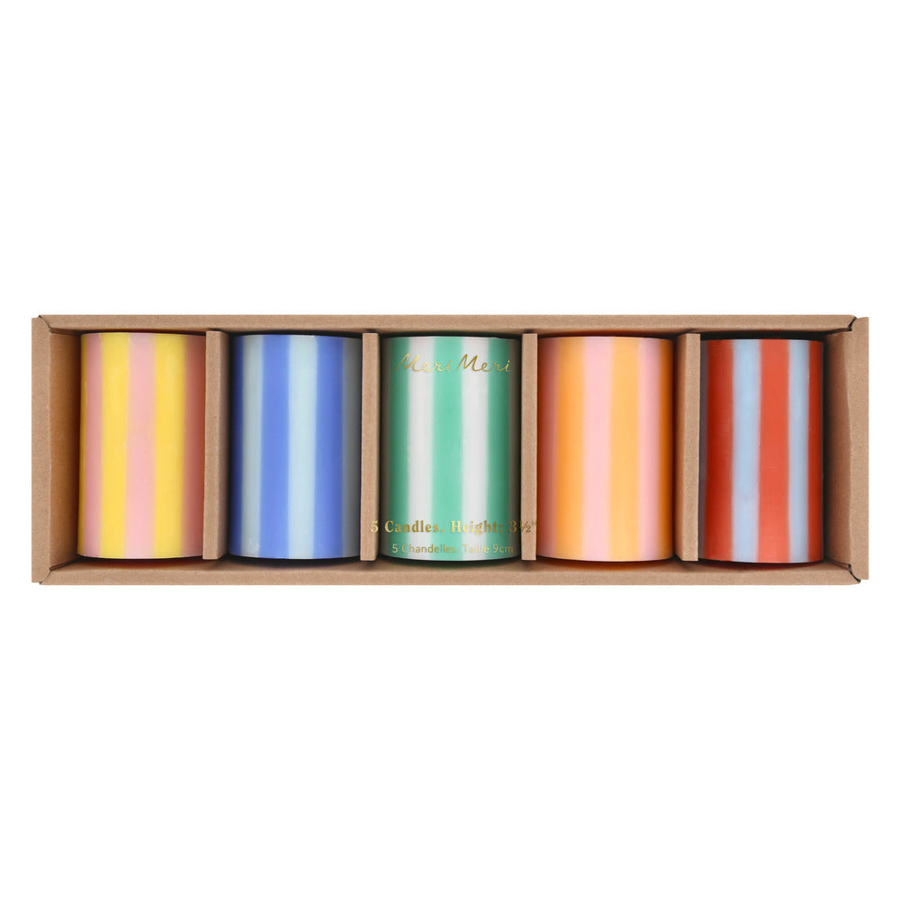 Pack velas cilíndricas con rayas