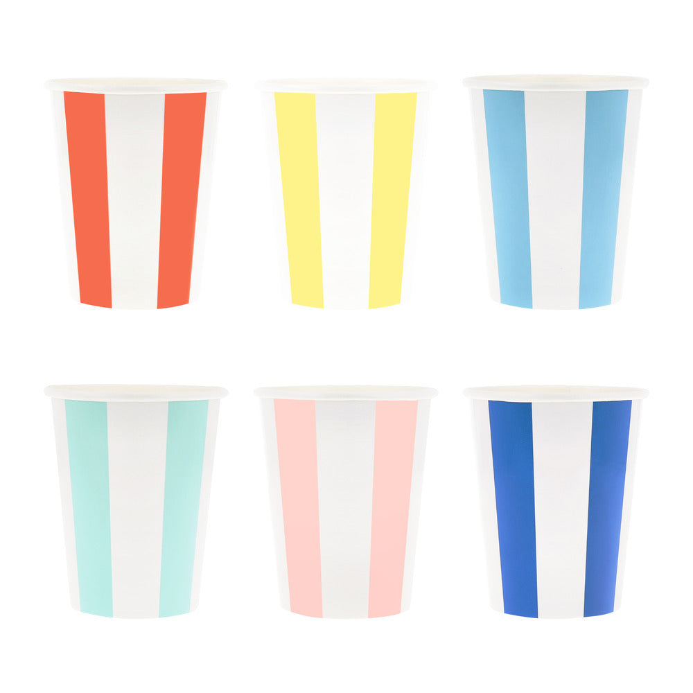 Vasos rayas colores de playa