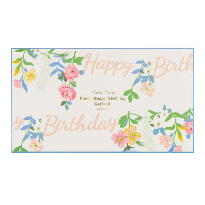 Guirnalda Happy Birthday con flores Rococó