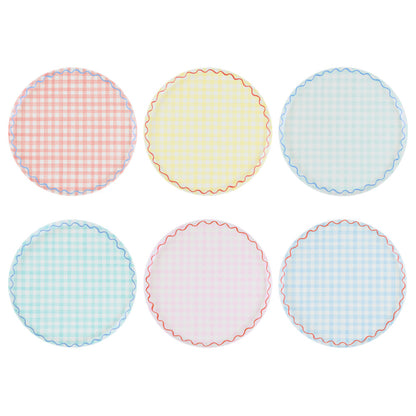 Set x 6 platos reutilizables cuadrillé - grandes