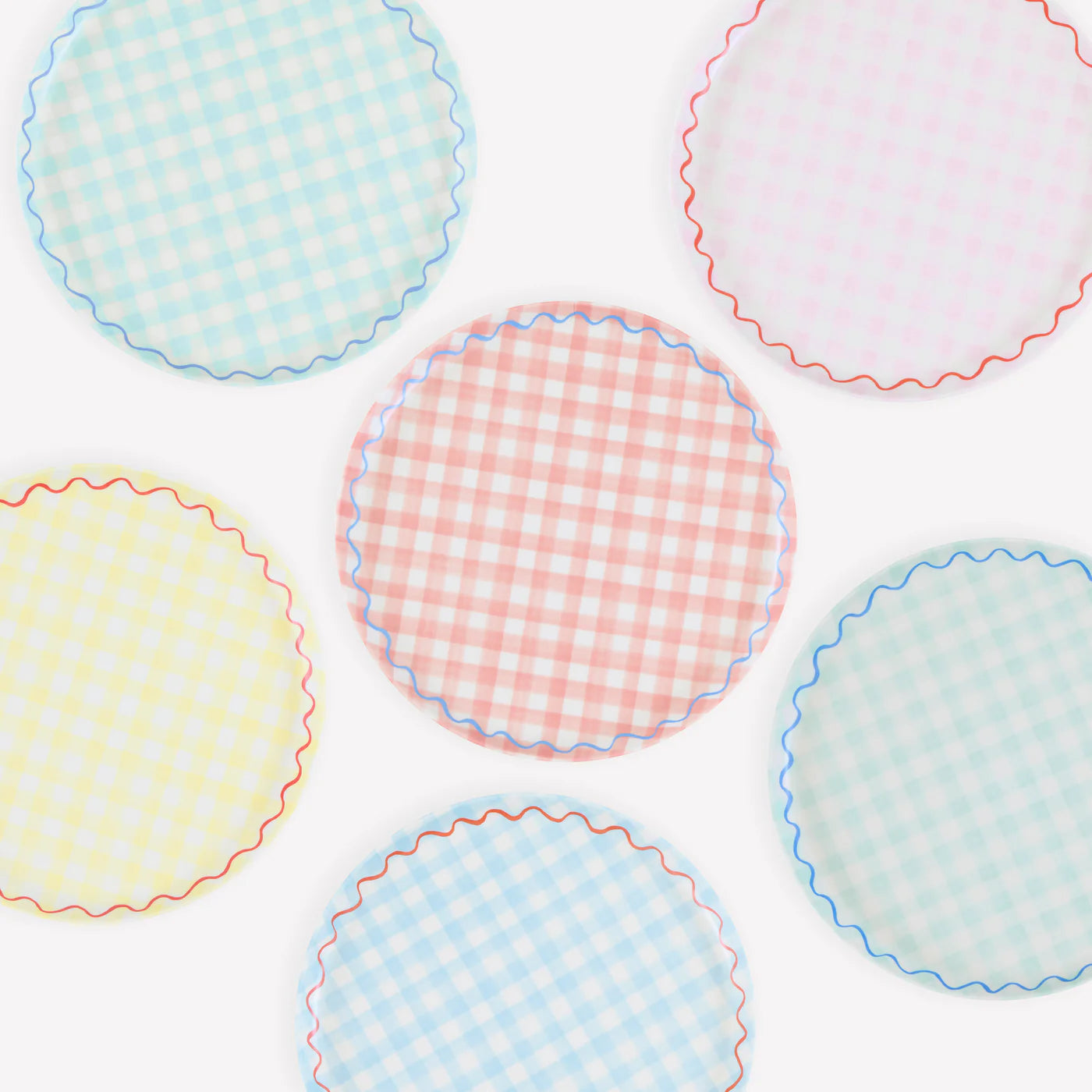 Set x 6 platos reutilizables cuadrillé - pequeños