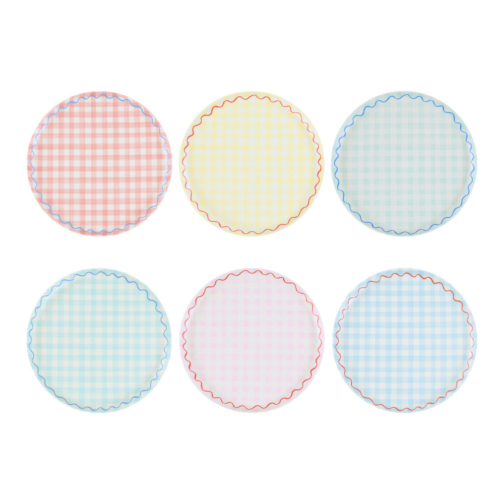 Set x 6 platos reutilizables cuadrillé - pequeños