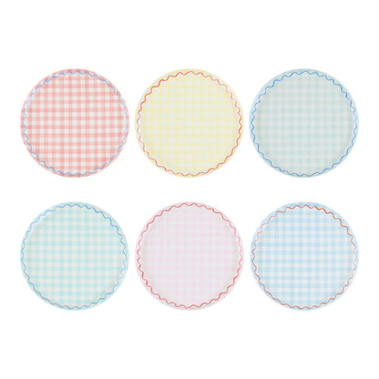 Set x 6 platos reutilizables cuadrillé - pequeños