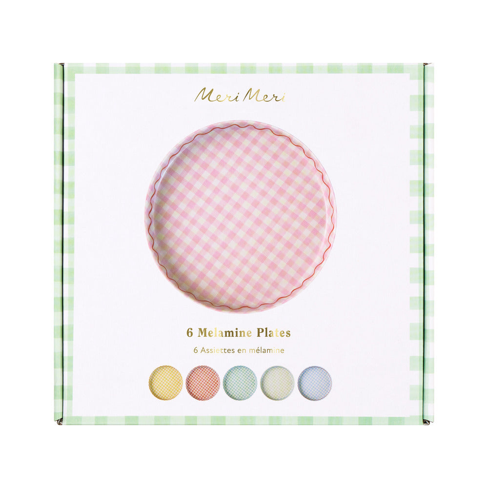 Set x 6 platos reutilizables cuadrillé - pequeños