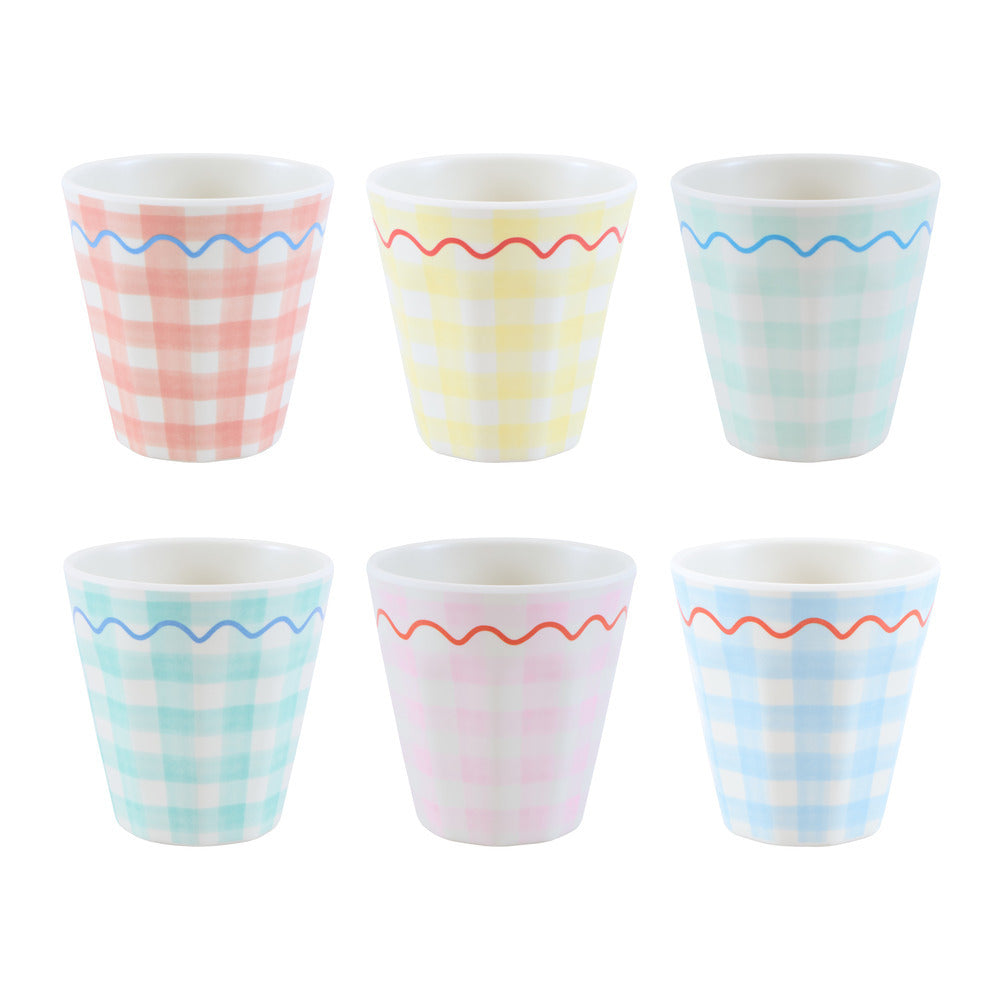 Set x 6 vasos reutilizables cuadrillé
