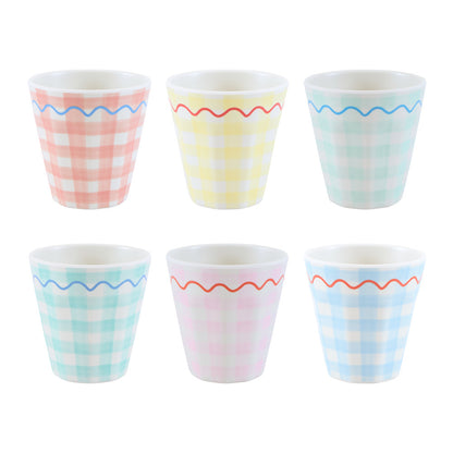 Set x 6 vasos reutilizables cuadrillé