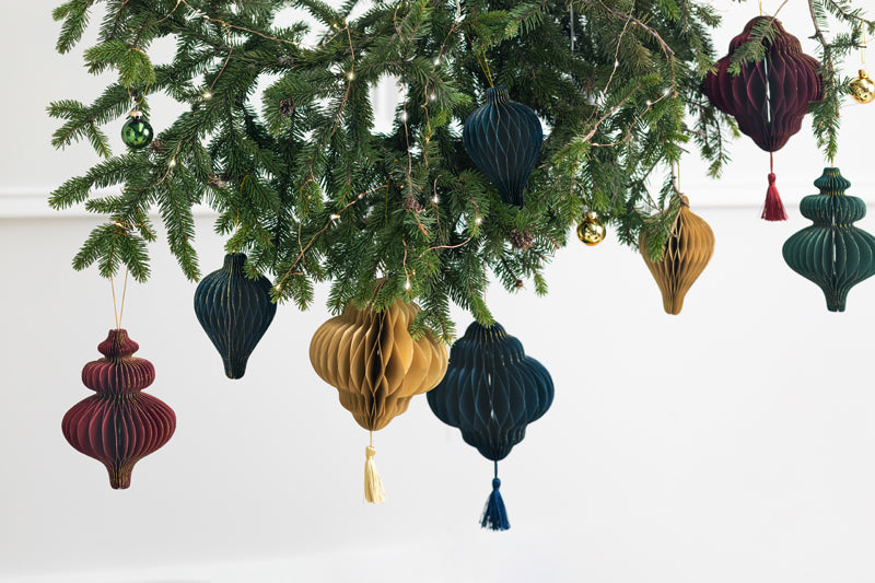 Adorno para el árbol - bola azul alargada